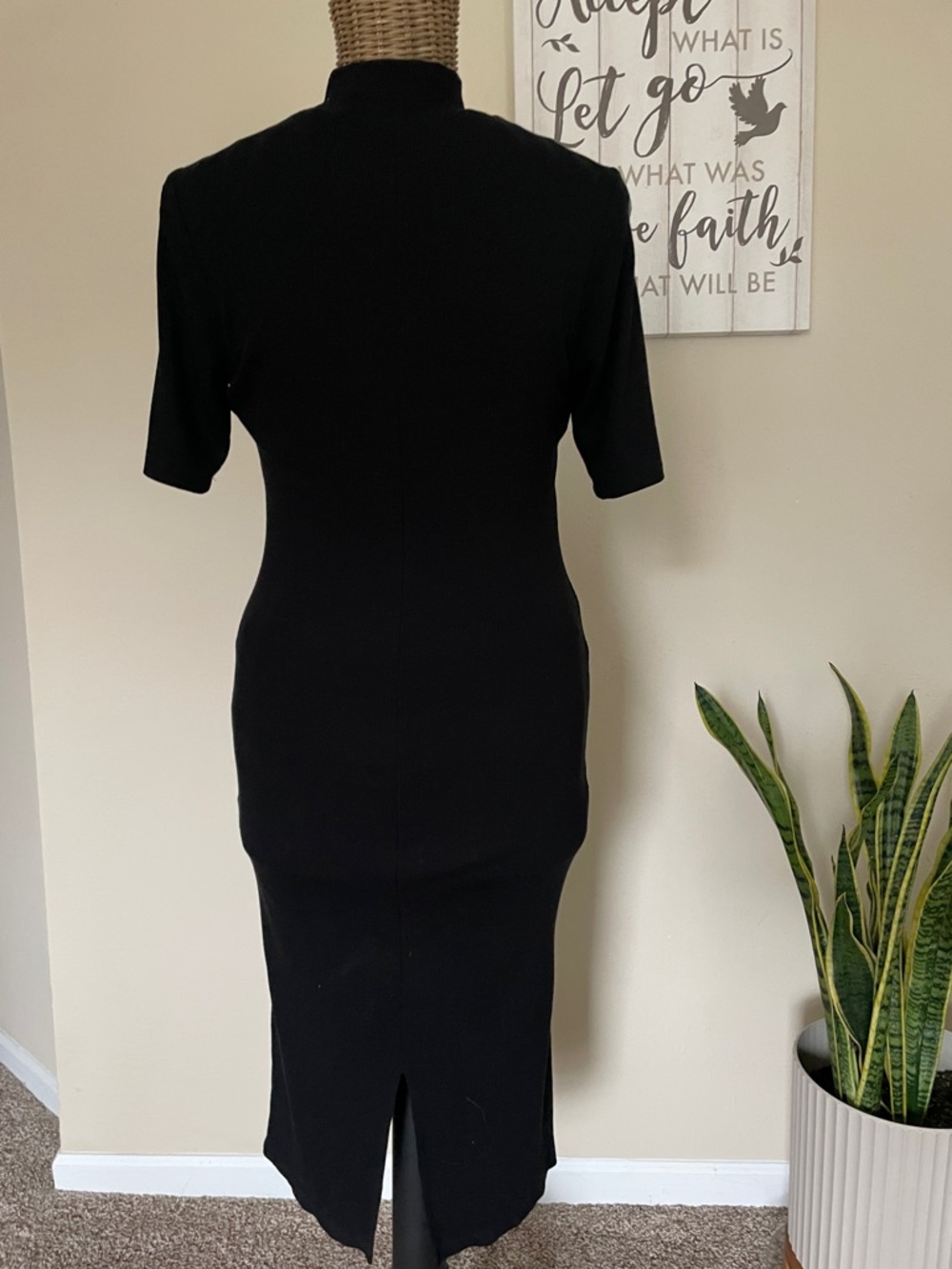 Marine Layer Black Lexi Rib Mock Neck Midi Dress - Picture 5 of 7